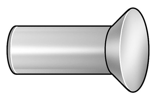 Solid Rivet, Countersunk Head, 0.25 in Dia., 1.5 in L, Brass Body, 40 PK