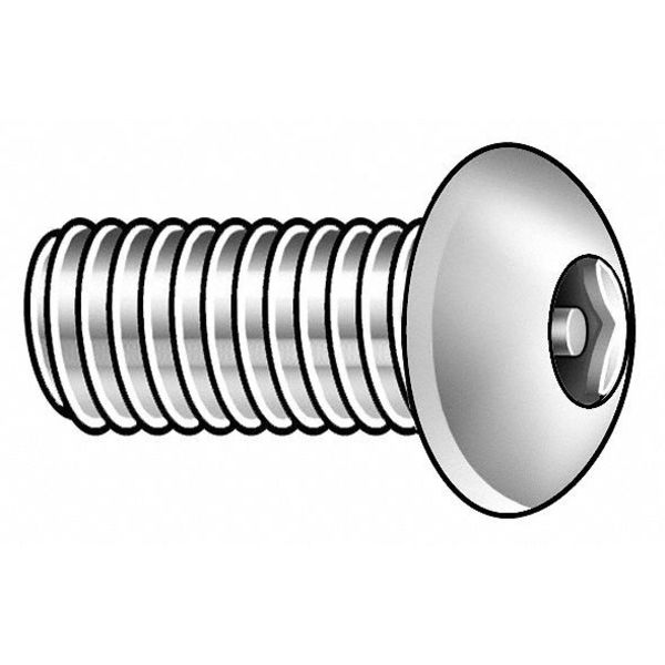 #10-24 x 5/8 in Hex Button Tamper Resistant Screw, Case Hardened Steel, Black Oxide Finish, 50 PK