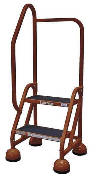 48 in H Steel Rolling Ladder, 2 Steps