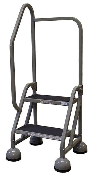 48 in H Steel Rolling Ladder, 2 Steps