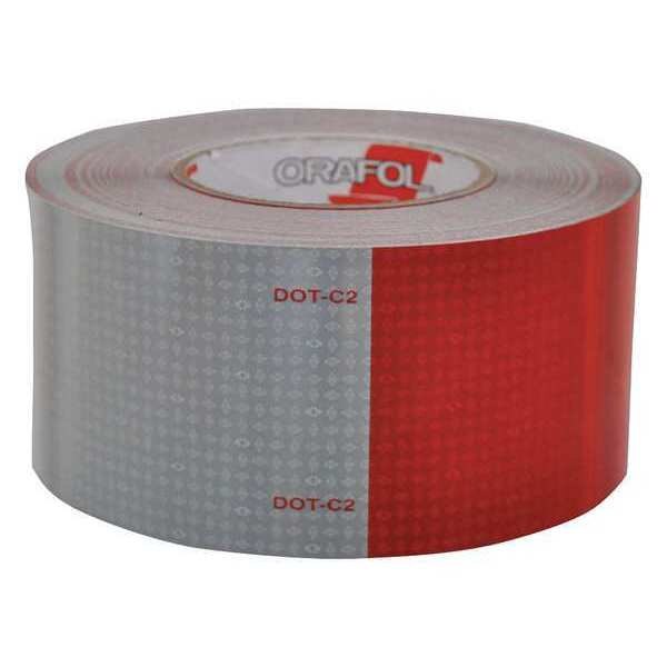 Reflective Tape, W 3 In, Red/White
