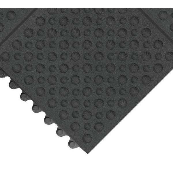 Antifatigue Mat, Black, 3 ft. L x 3 ft. W, Rubber, Bubble Surface Pattern, 3/4