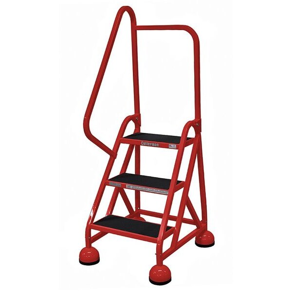 57 in H Steel Rolling Ladder, 3 Steps
