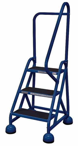 57 in H Steel Rolling Ladder, 3 Steps
