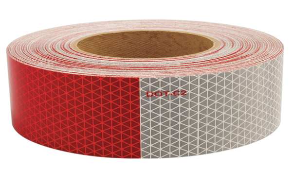 Reflective Tape, W 2 In, Red/White