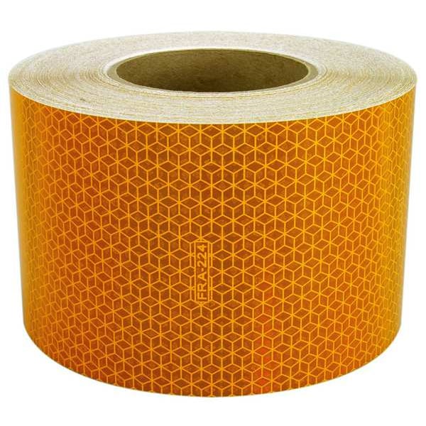 Reflective Tape, W 4 In, Yellow