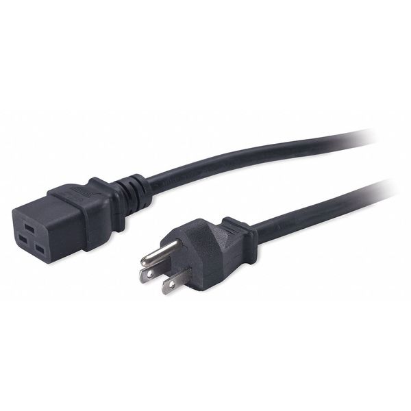 Power Cord, 5-15P, SJT, 8.2 ft., Blk, 12A, 14/3