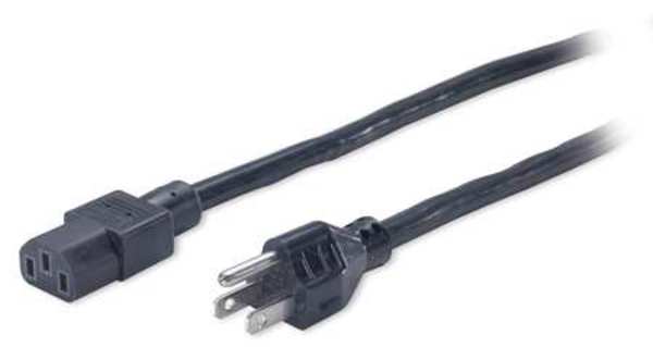 Power Cord, 5-15P, SJT, 8 ft., Blk, 12A, 14/3