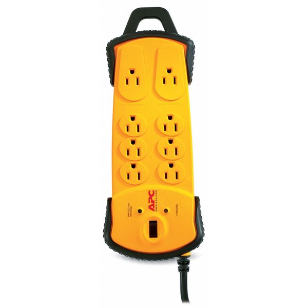 Surge Protector Strip, 8 Outlet, Yellw/Blk