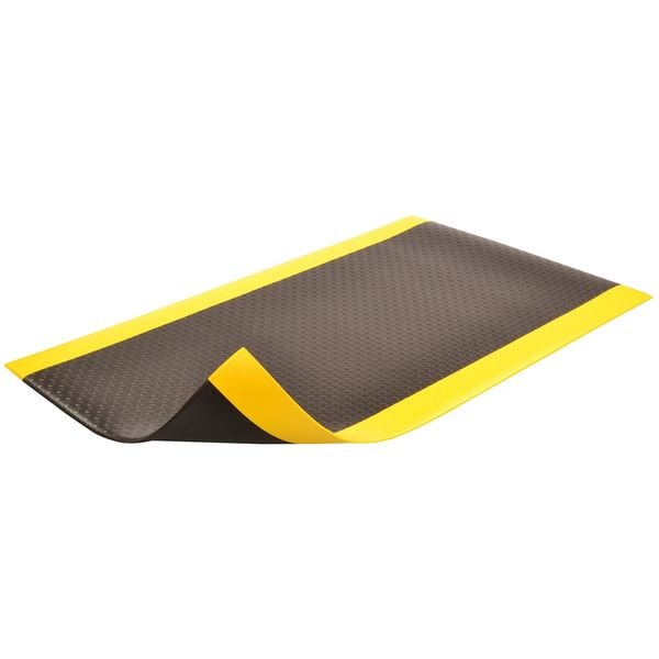 Antifatigue Mat, Black/Yellow, 6 ft. L x 2 ft. W, PVC, Bubble Surface Pattern, 1/2