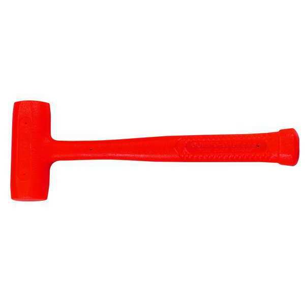 52 oz. Dead Blow Hammer, 16 in L, 2 3/4 in Face Dia, Steel, Orange
