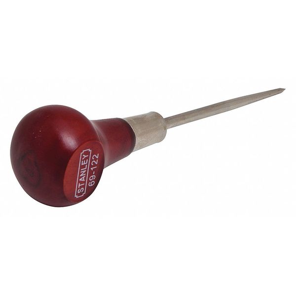 Wood Handle Scratch Awl, Tip Size 3/16 in, Overall Length 6 1/16 in, Red