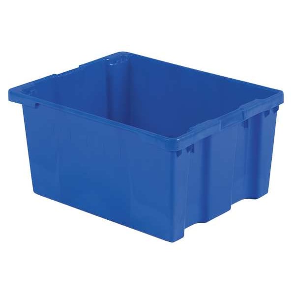 Stack & Nest Bin, Blue, Plastic, 30 1/8 in L x 24 in W x 15 1/8 in H, 70 lb Load Capacity