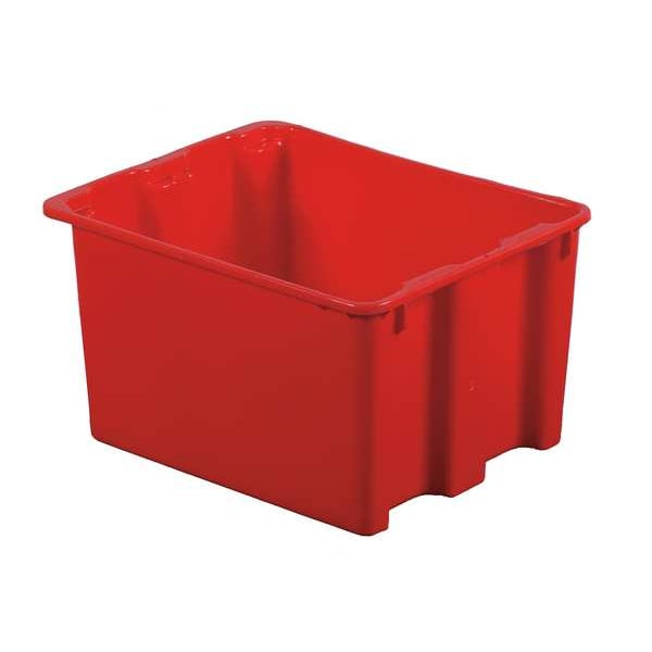 Stack & Nest Bin, Red, Plastic, 21 in L x 17 in W 12 in H, 70 lb Load Capacity