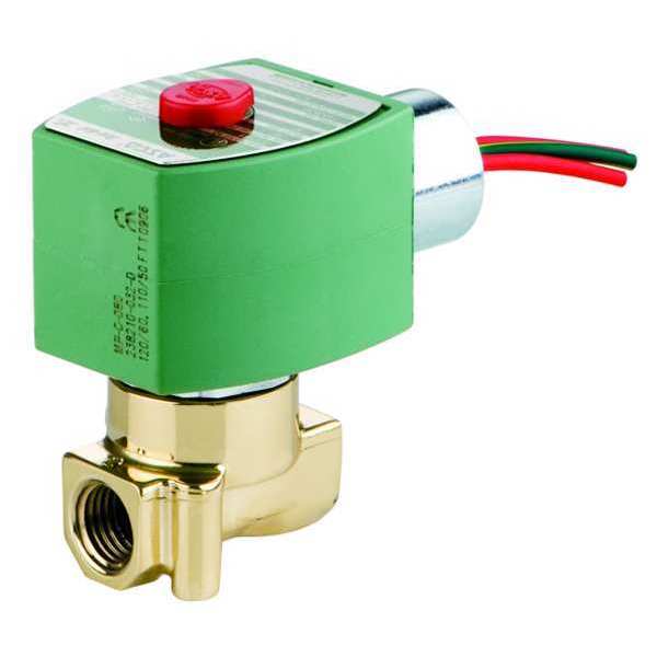 120V AC Brass Solenoid Valve, Normally Open, 1/4 in Pipe Size