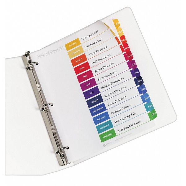 AveryÂ® Ready IndexÂ® Table of Contents Dividers 11127, Jan-Dec, 12-Tab Set