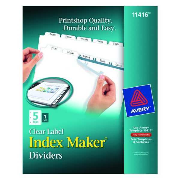 AveryÂ® Index MakerÂ® Clear Label Dividers 11416, 5-Tab Set, White