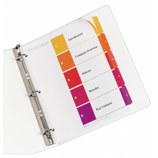 AveryÂ® Ready IndexÂ® Table of Contents Dividers 11131, 5-Tab Set