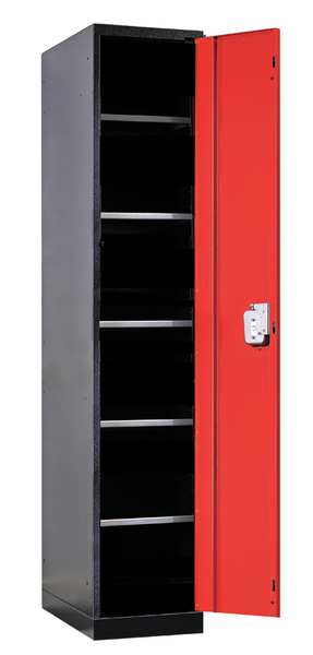 Wardrobe Locker, 24 in W, 24 in D, 78 in H, (1) Tier, (1) Wide, Red/Black