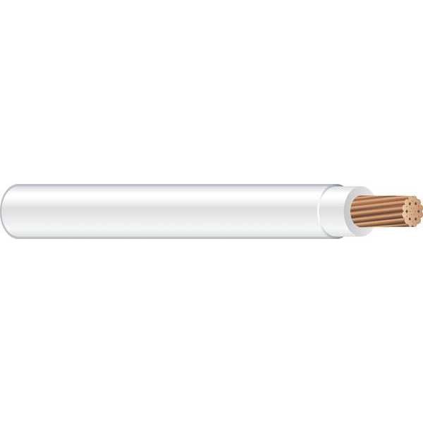Building Wire, THHN, 4 AWG, 500 ft, White, Nylon Jacket, PVC Insulation