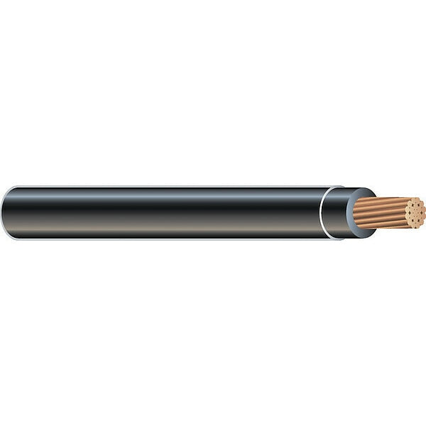 Building Wire, THHN, 3 AWG, 500 ft, Black, Nylon Jacket, PVC Insulation