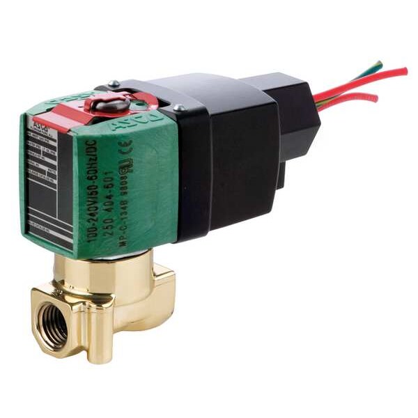 100 to 240V AC/DC Brass Solenoid Valve, Normally Closed, 1/4 in Pipe Size