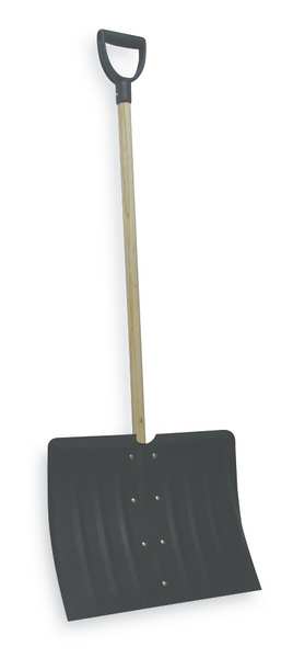 Snow Shovel, 37 in Wood D-Grip Handle, Steel Blade Material, 18 in Blade Width