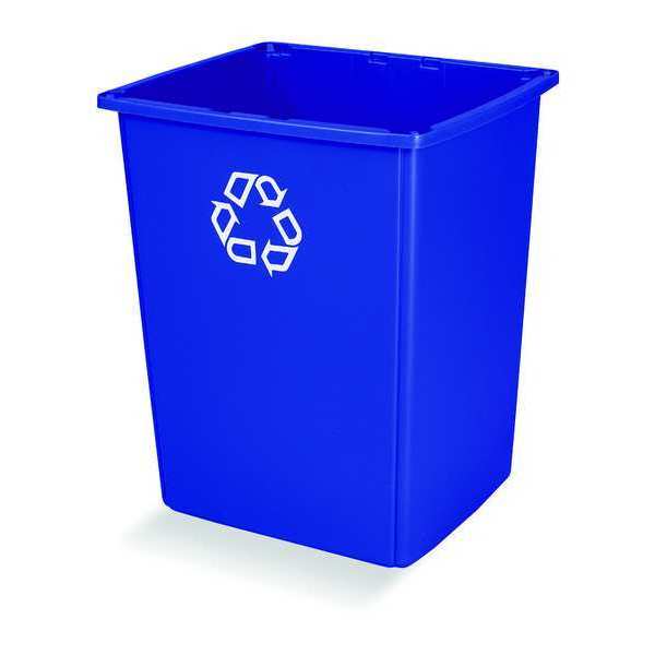 92 gal Rectangular Recycling Bin, Open Top, Brown, Plastic, 4 Openings