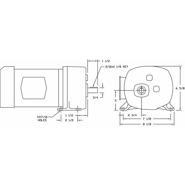 AC Gearmotor, 493.0 in-lb Max. Torque, 59 RPM Nameplate RPM, 208-230/460V AC Voltage, 3 Phase