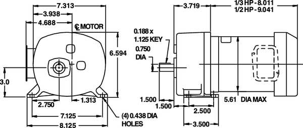 AC Gearmotor, 1,028.0 in-lb Max. Torque, 18 RPM Nameplate RPM, 208-230/460V AC Voltage, 3 Phase