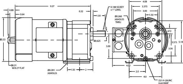 AC Gearmotor, 385.0 in-lb Max. Torque, 16 RPM Nameplate RPM, 115/230V AC Voltage, 1 Phase