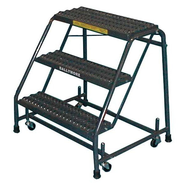 28 1/2 in H Steel Rolling Ladder, 3 Steps