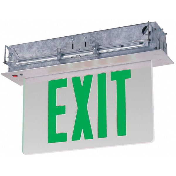 Exit Sign w/ Bttry Backup, 0.6W, Green, 1