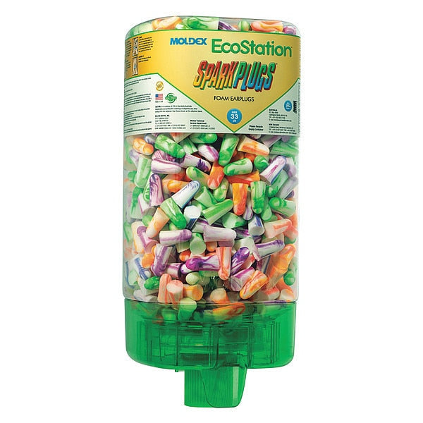Disposable Uncorded Ear Plugs with Dispenser, Bullet Shape, 33 dB, 500 Pairs, Assorted Colors