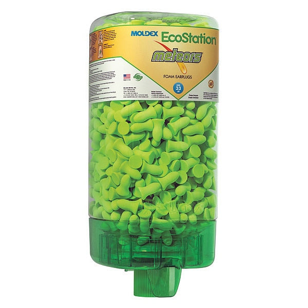 Disposable Uncorded Ear Plugs with Dispenser, Bell Shape, 33 dB, 500 Pairs, Green