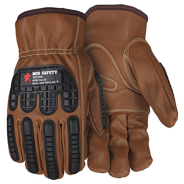 Leather Gloves, Brown, M, PK12