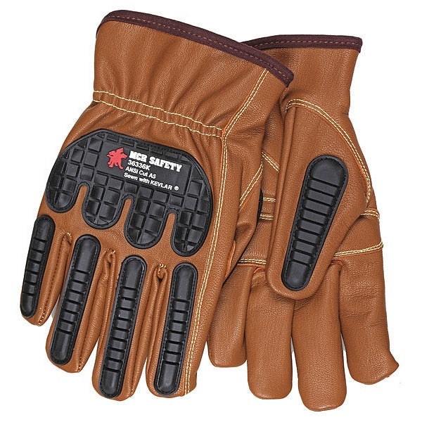 Leather Gloves, Brown, L, PK12