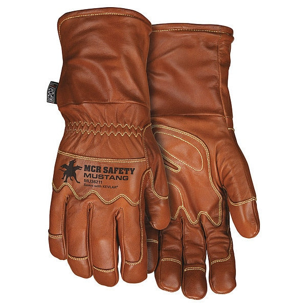 Leather Gloves, Brown, M, PR