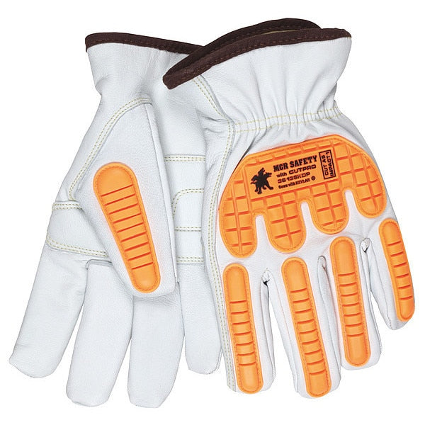 Leather Gloves, White, S, PK12