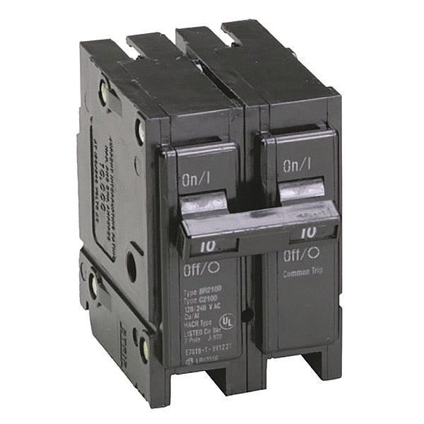 Circuit Breaker, 10 A, 120/240V AC, 2 Pole, Plug In Mounting Style, BR Series