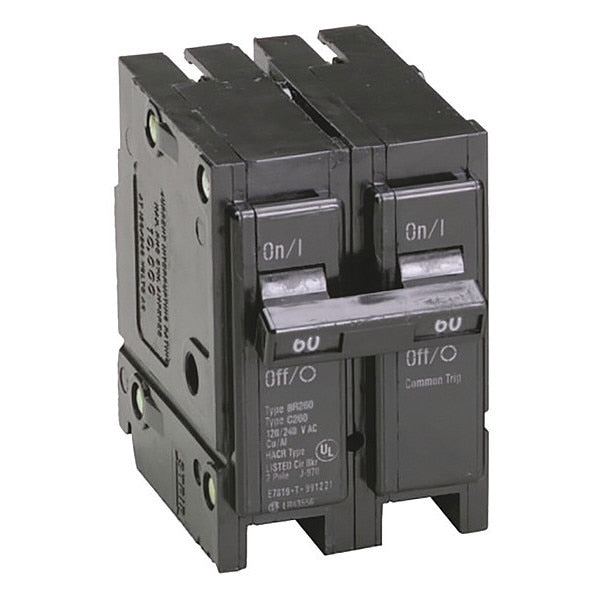 Circuit Breaker, 60 A, 120/240V AC, 2 Pole, Plug In Mounting Style, BR Series