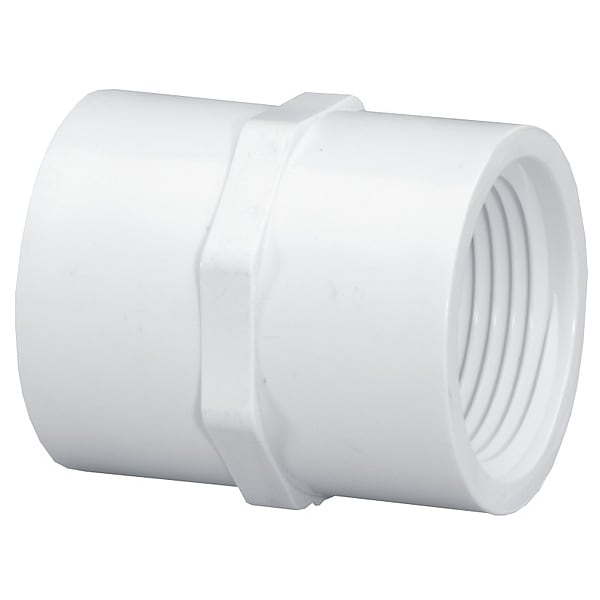 Coupling, PVC, 3/4 in, FNPT, SCH 40, White