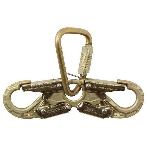Carabiner, Self-closing and Double-locking Gate, 8 in L, Steel, Bronze