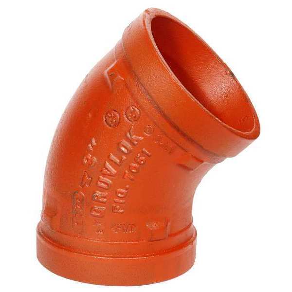 45 Elbow, Ductile Iron, 5 in, Grooved