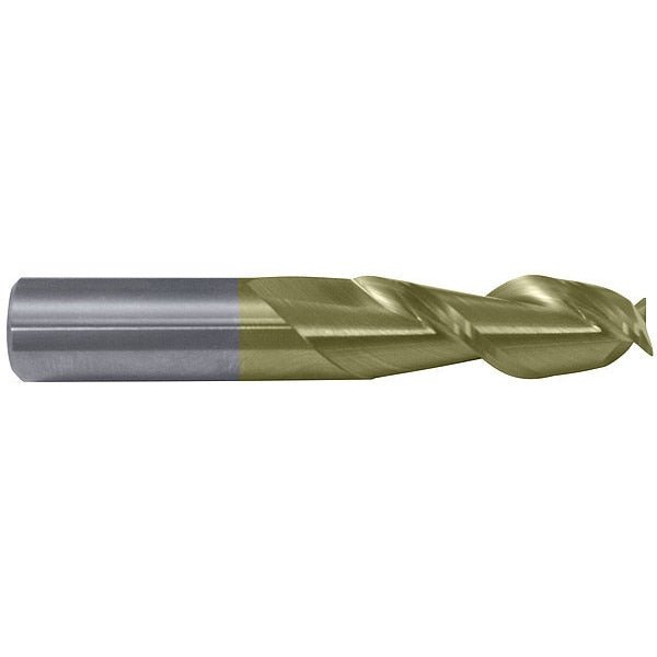2-Flute Carbide Square Single-End High-Perf End Mill for Alum CTD CEM-AM2-ZN ZrN 5/8x5/8x1-5/8x4