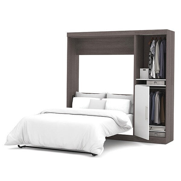 Full Wall Bed, Bark Gray/White, 84