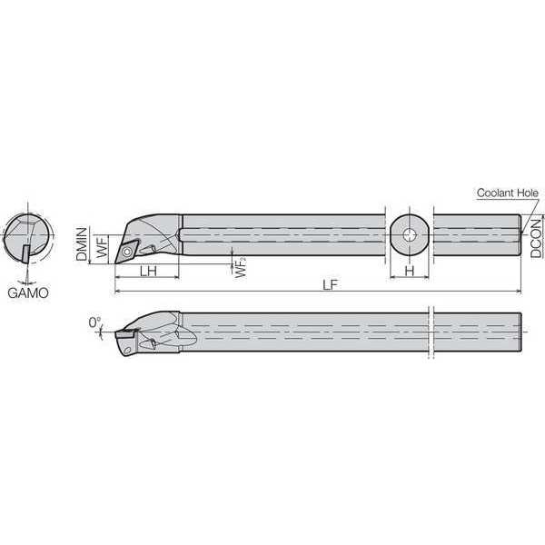 Boring Bar, Positive Rake, Leftt-Hand