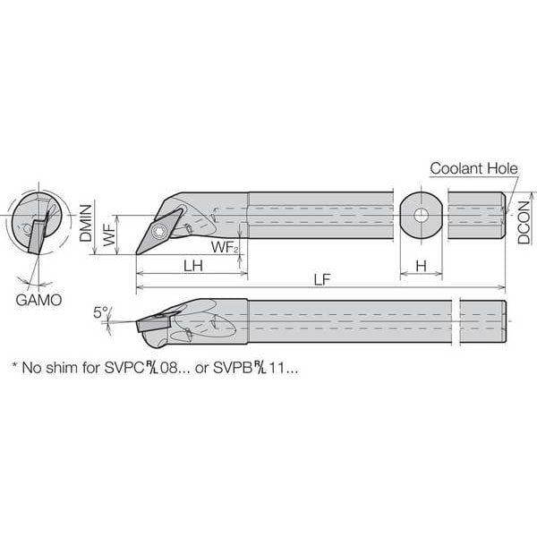 Boring Bar, Positive Rake, Leftt-Hand