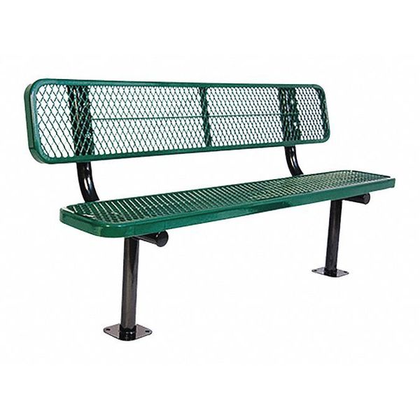 Surface Mount Park Bench W/ Back, Green