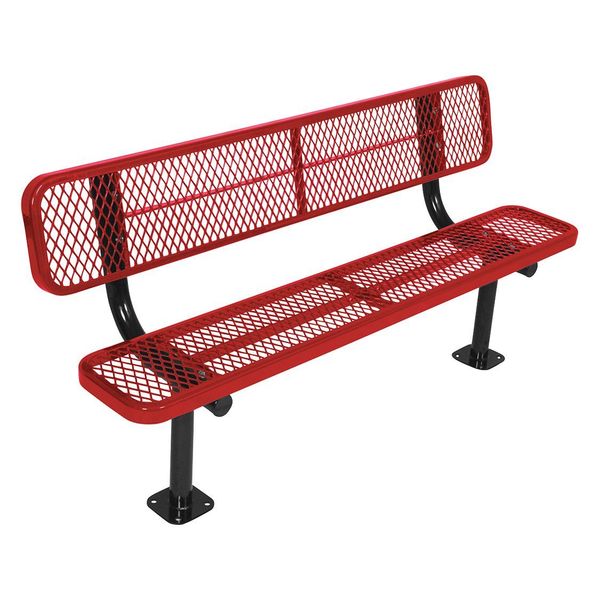 Surface Mount Park Bench W/ Back, Red